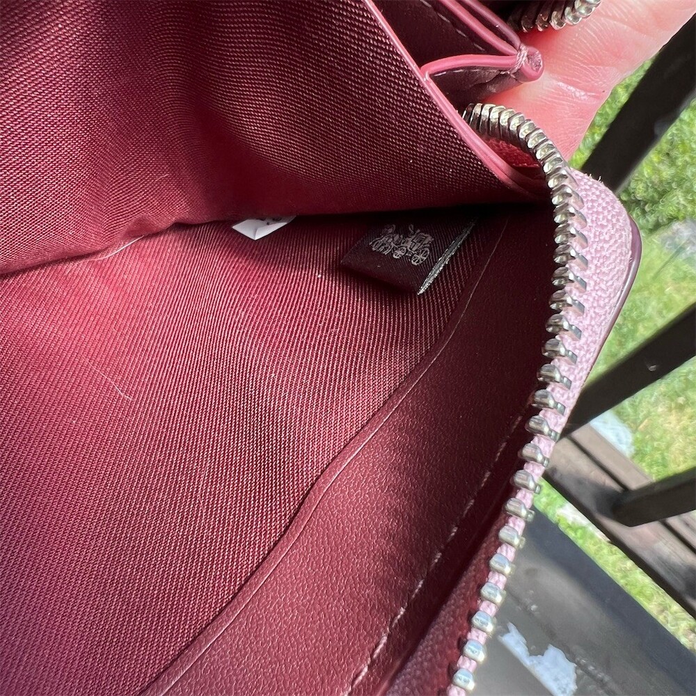 COACH Long Zip-Around Wallet PINK Pebble Leather with Silver Hardware AUTHENTIC - Picture 11 of 11